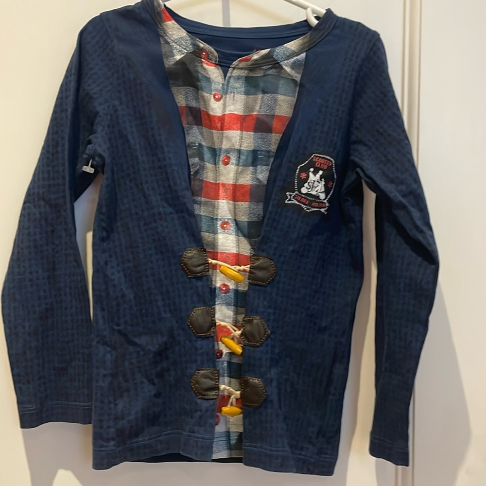 Sierra Julian layered top with plaid shirt and buttoned cardigan overlay🐑